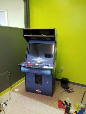 Full size stand up arcade unit, in construction.