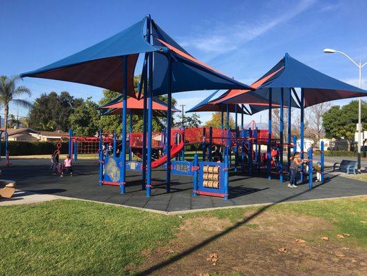 This is the playground jungle gym, no sand, floor is padded with some shock to cushion kids that fall.