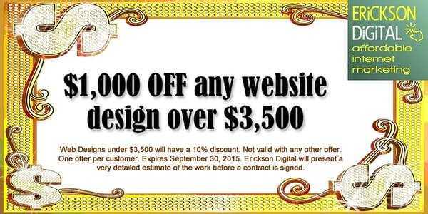 coupon: $1,000 discount on any website design valued at $3,500 or more