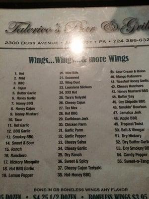 Wing flavors