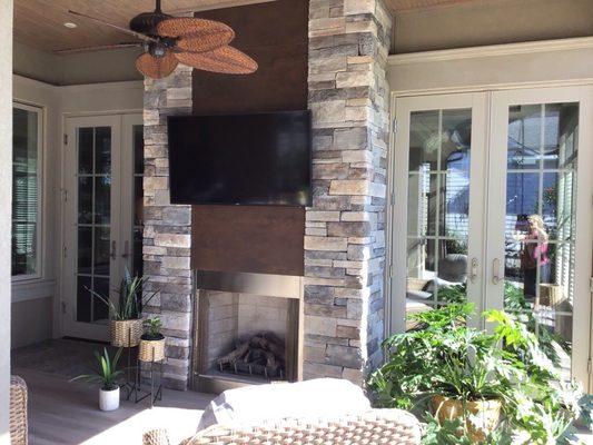 Outdoor lanai fireplace