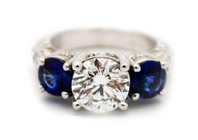 Diamond and blue sapphire ring.