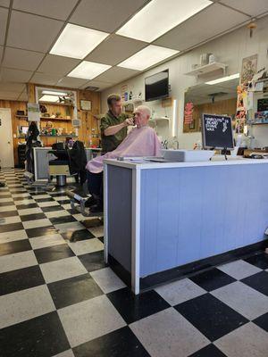 The front and back stations to get hair cuts.