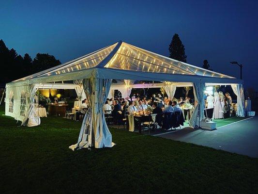 Clear-top Frame Tent wedding reception