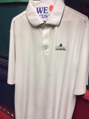 My golf shirt - really mangled the one - stains, scratches and black marks!