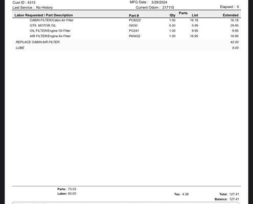 oil change and filter replacement