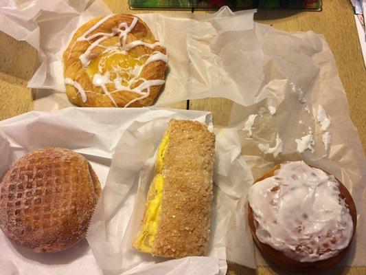 Jelly donuts, pineapple pastry, and a lemon log - absolutely delish!