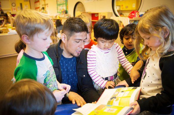 Learning to read at our Learning Links inclusive preschool.