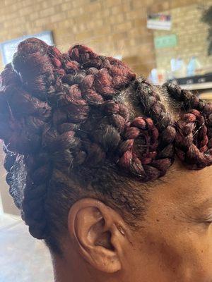 Big braids with pin curls