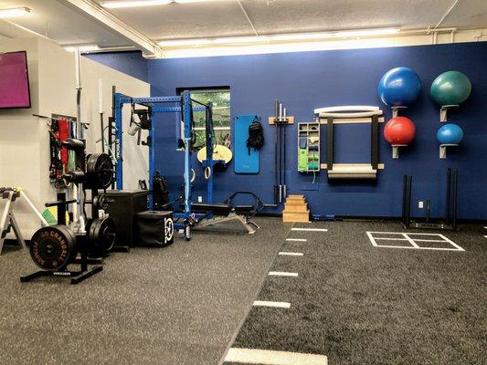 Gym space and turf.