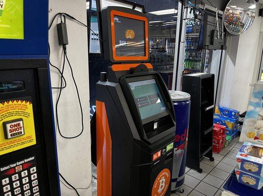 Bitcoin ATM at West Reading, in Sunoco gas station, allows you to buy or sell BTC.