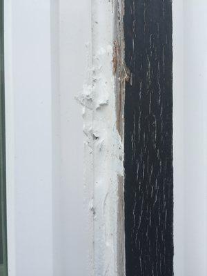 This is a close up of the caulking they applied to the new windows.