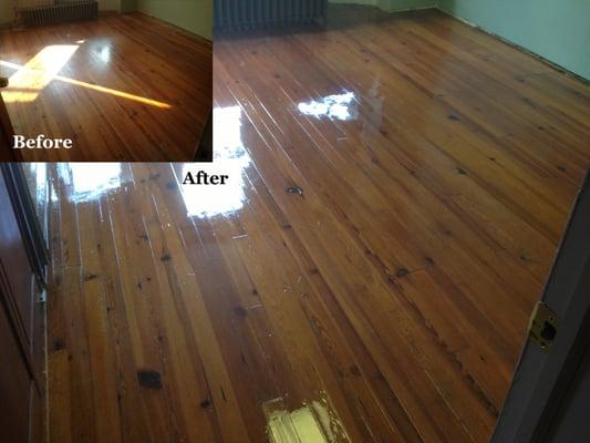 Beautiful pine floors in Hampden Hon, WITHOUT sanding!