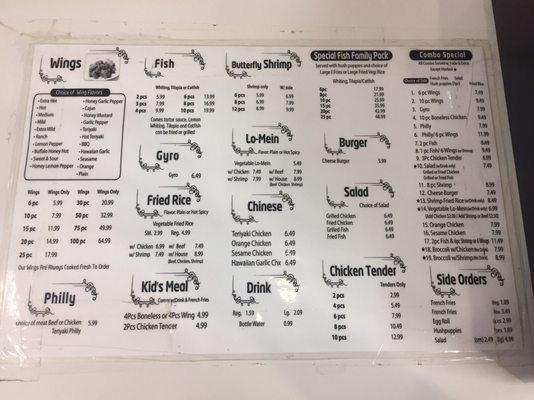 Counter menu.