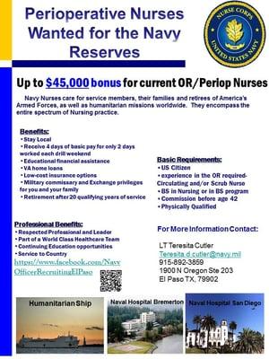 Looking for Operating Room Nurses. Great bonus and get to stay here in El Paso