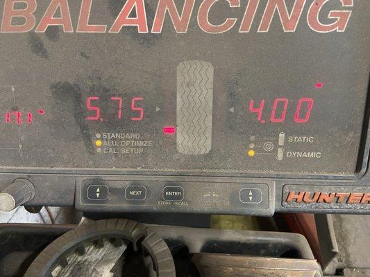 How far off my balance was using machine at alignment shop that actually balanced my tires.