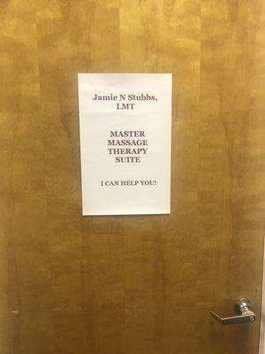 Master Massage Therapy Suite door sign