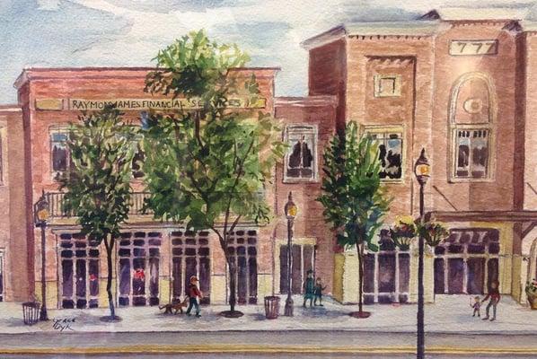 Raymond James - 777 East Main Street Watercolor by Grace Dyk