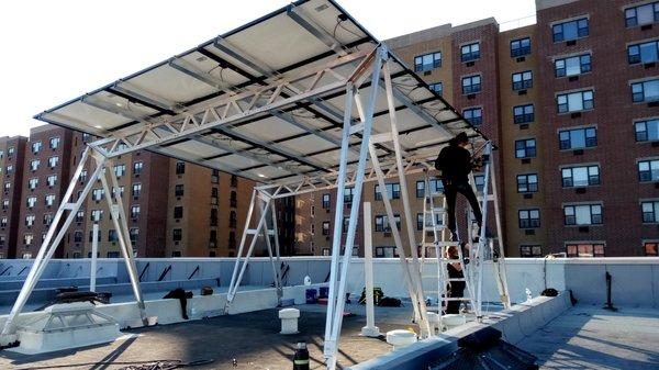 A solar canopy installed in the Bronx.