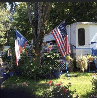 Our long term residents enjoy a nice area to display flowers or be PATRIOTIC!