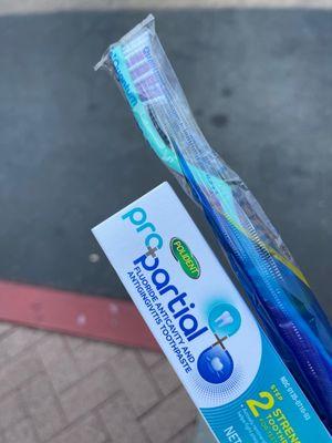 Free tooth brush and toothpaste =]