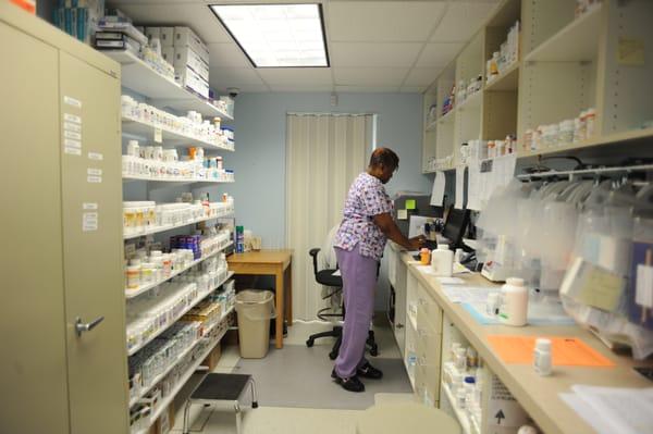 The medication room allows patients access to free medication.