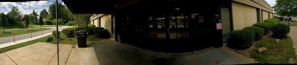 Standing outside the front entrance at Neil Kennedy - 'pano' continuous to the right...