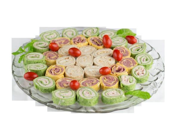 Pinwheeels with assorted meats and flavored cream cheese