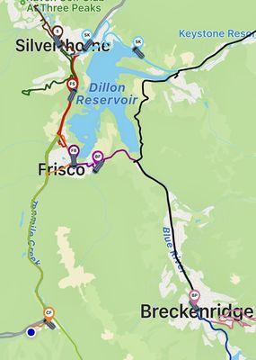 EXCELLENT FREE PUBTRANS: buses leave every hour to Copper, Breck, and Silverthorne; there’s even an Uber-esque GPS locator map.