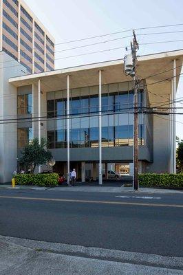 MCP is now located at 1301 Young Street. This is what the building looks like from the outside. Parking is on the ground floor.