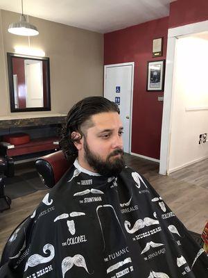 Taper on long hair with a beard trim