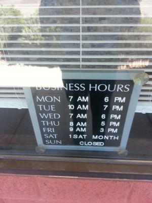 Some really weird hours for this business.