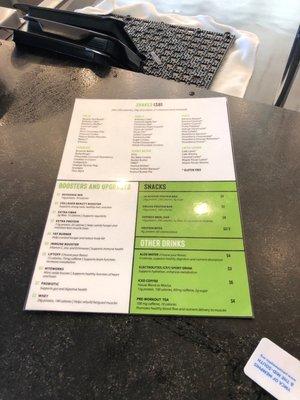 The shake menu