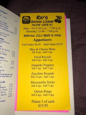 New hours and menu items!