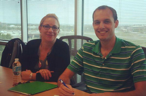 Robin Gebhardt with Pearson Smith Realty and her client, Noah, at settlement July 28, 2017.