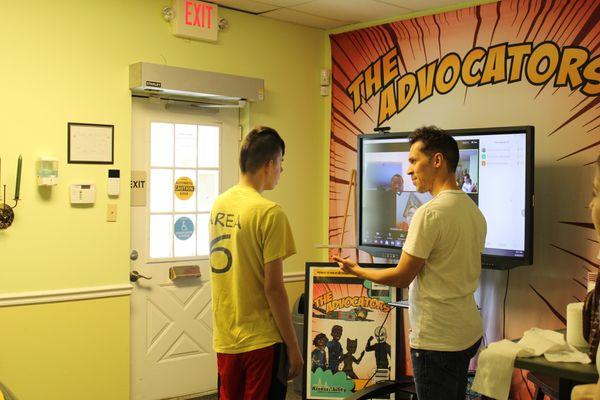 Two people participating in an activity during the Summer Success Sessions.