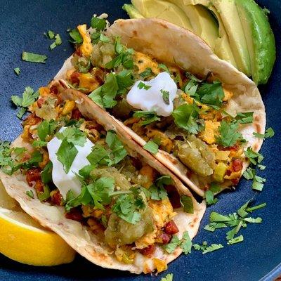 Chorizo & egg breakfast tacos