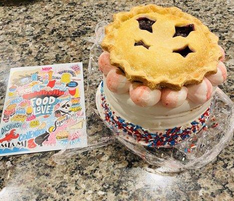 July 4th cake. Next to paper for size comparison