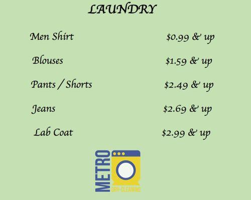 Laundry prices