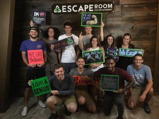 Another Fun team excited after their escape! Team Austins Minions!