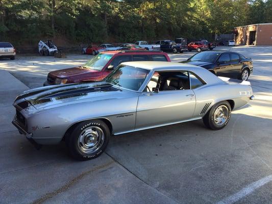 1969 Z/28 Camaro drops by for maintenance and tune up! Classic muscle car restoration and maintenance available. Call us at 770-500-5648