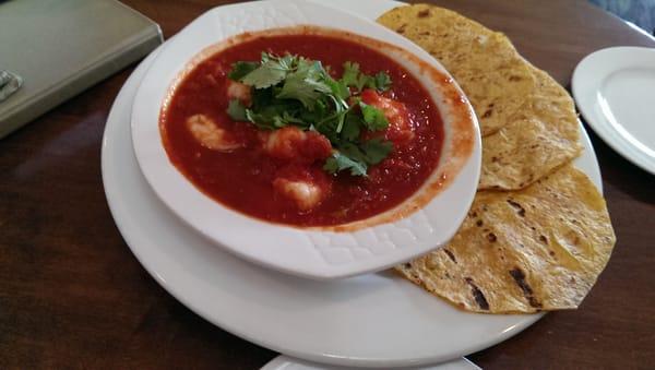 Spicy Chipotle Shrimp, $16. Have to order more bread, and only about 6 shrimp in the dish.