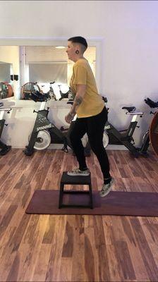 Step ups for single leg stability in a cyclist