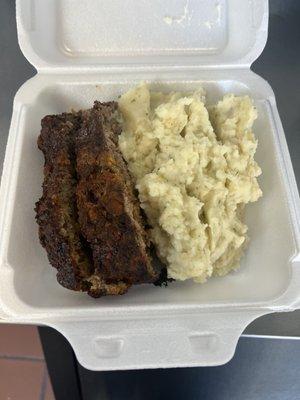 Homemade Meatloaf and mashed potatoes