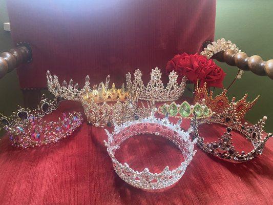 Always an assortment of tiaras & crowns