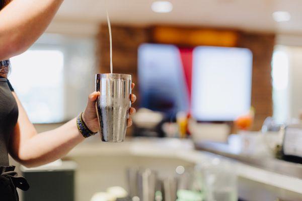 The bar is ready to serve  a variety of libations daily at Hickory Sticks Grill.