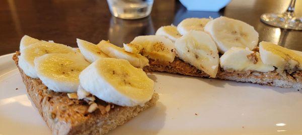 Banana peanut butter wheat toast