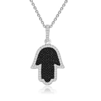 Silver Hamsa CZ Necklace