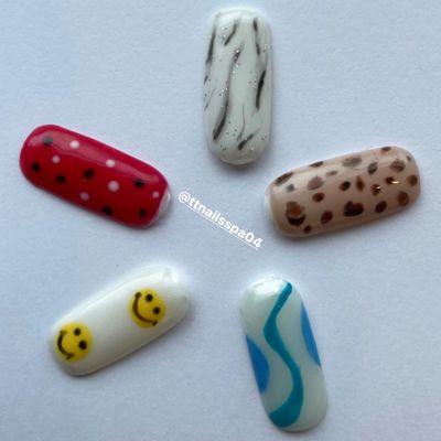 Design samples that are available here at T&T Nails!