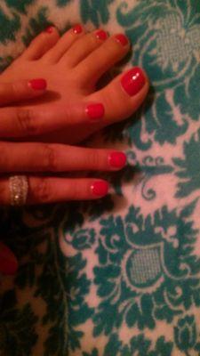 Shellac manicure. Regular polish pedicure. Bao did great!